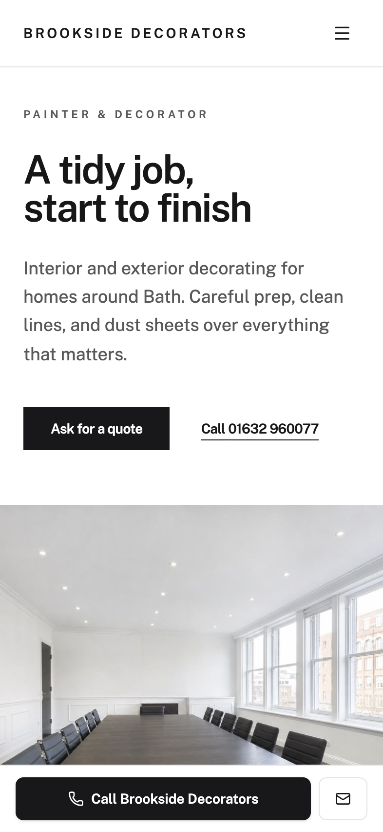 Example decorator website built with Tradesite.pro