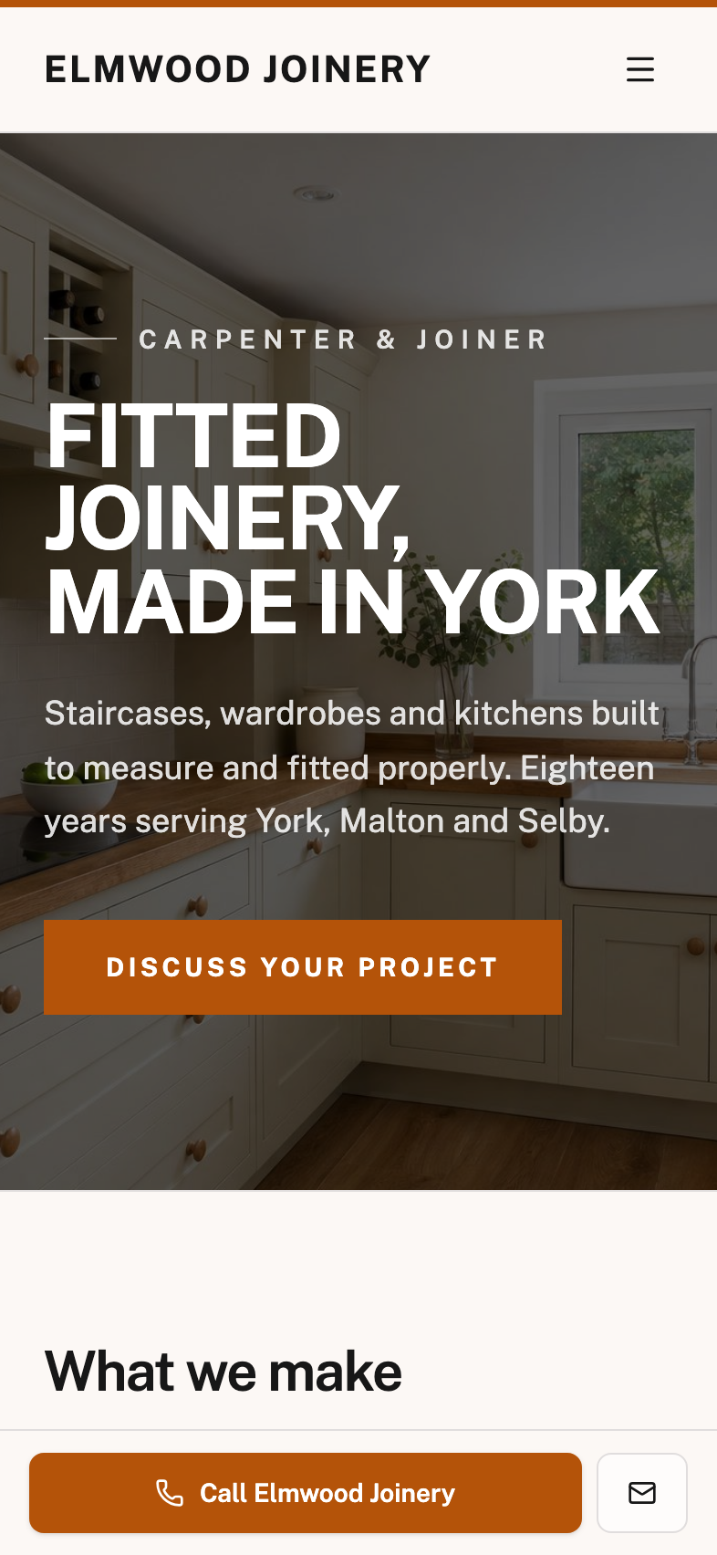 Example carpenter website built with Tradesite.pro