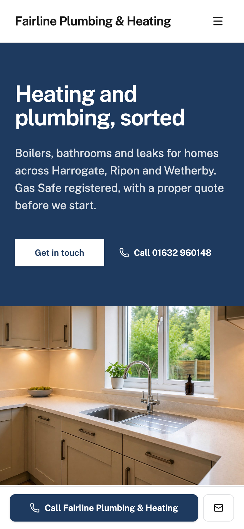 Example plumber website built with Tradesite.pro