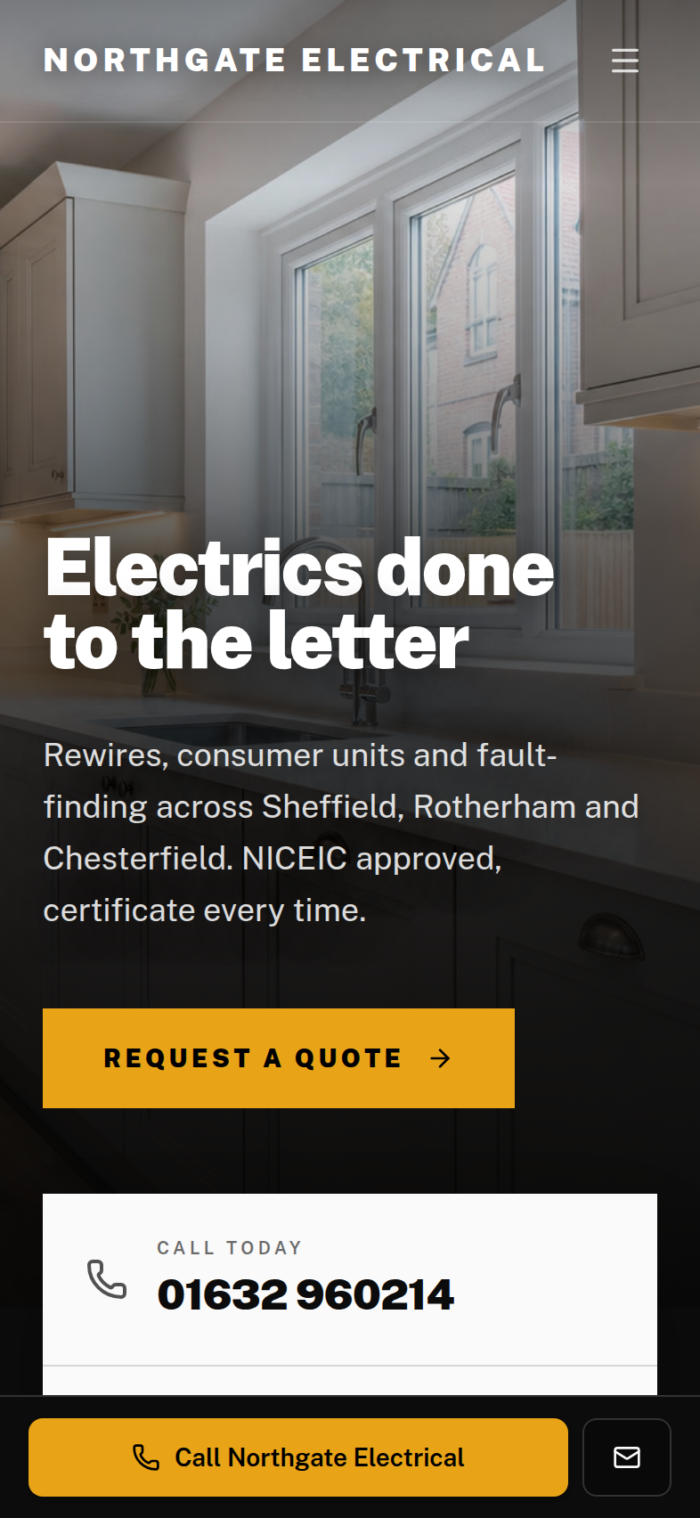 Example electrician website built with Tradesite.pro