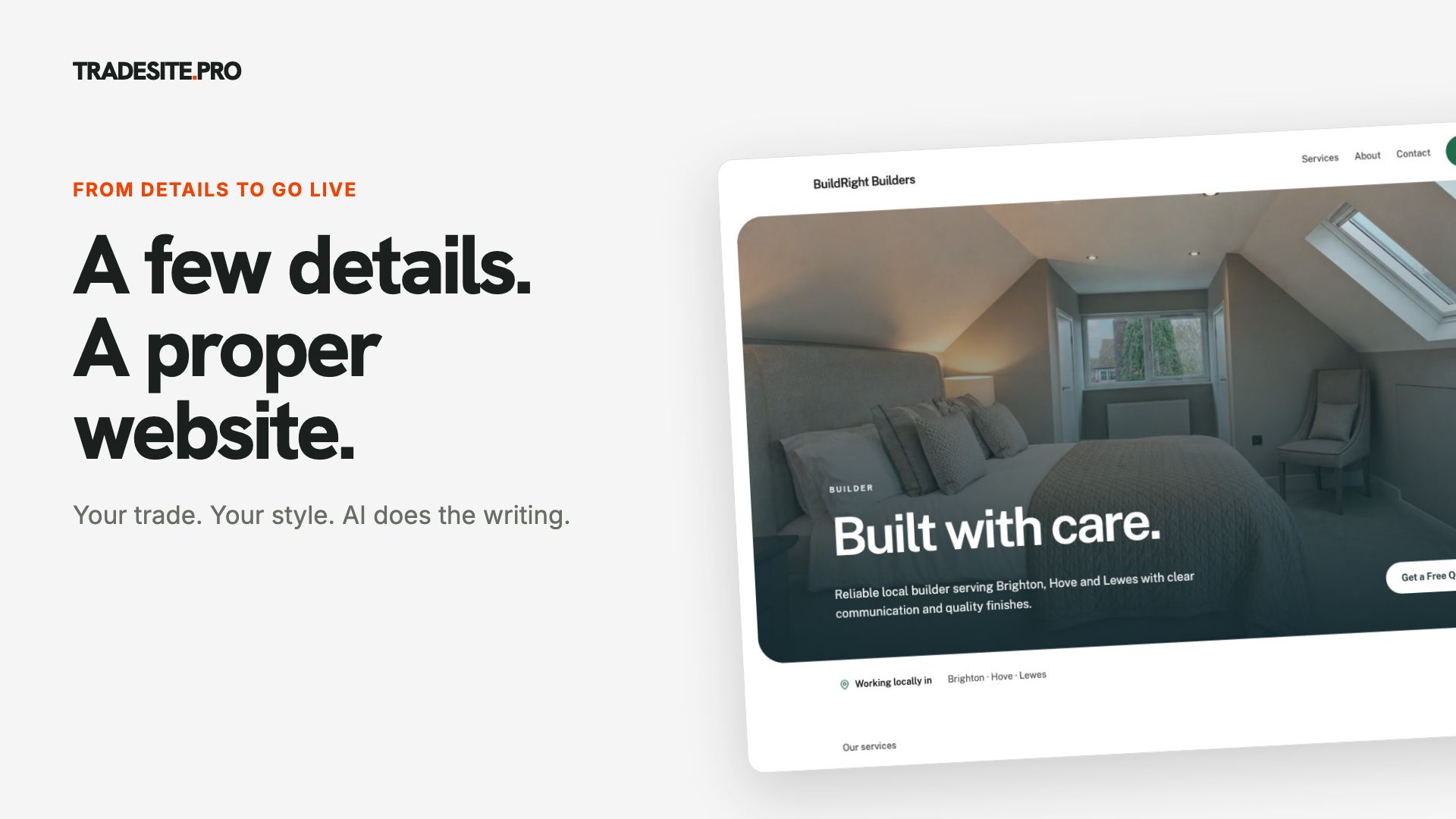 BuildRight Builders example website created with Tradesite.pro